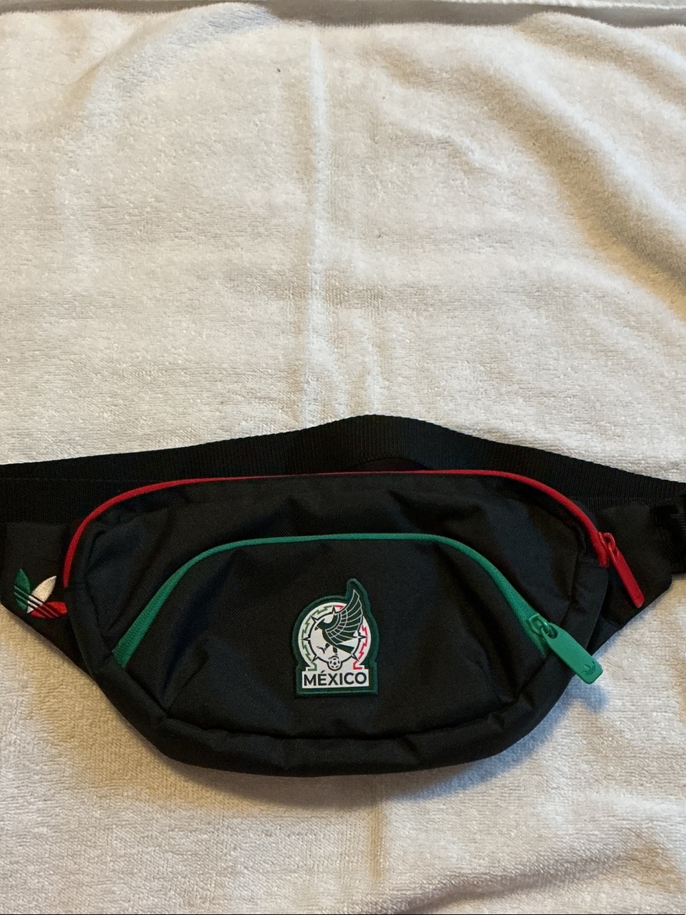 adidas Black Waist Bag with Green & Red Accents